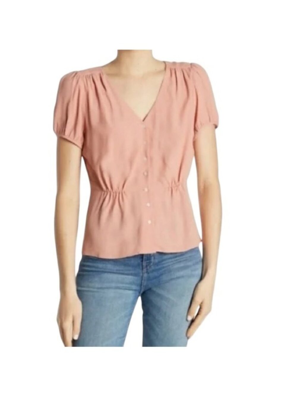 J.Crew Button Down Peplum Top Petal Pink Size XL Minimalist Spring Preppy Casual